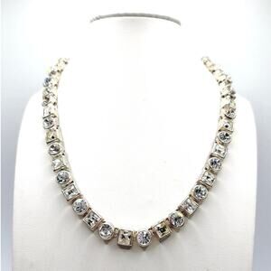 Monet Vintage Rivière Rhinestones Silver Tone Necklace 17”